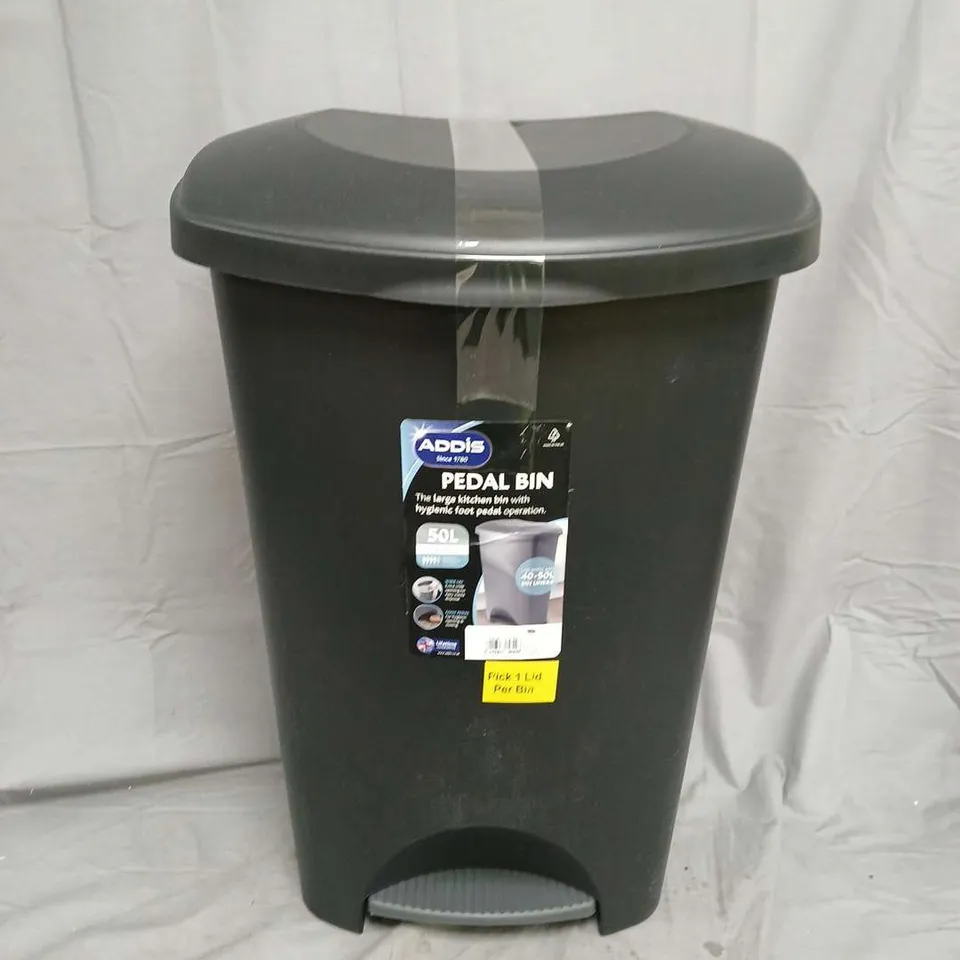 BLACK 50L PEDAL BIN WITH FOOT PEDAL
