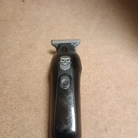 BLACK HANDHELD TRIMMER WITH SKULL LOGO - BEARD/HAIR GROOMING DEVICE