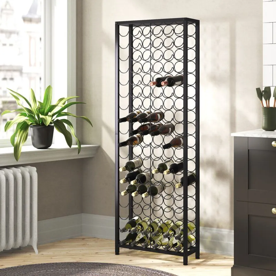 BOXED MCNAMARA SCHNEIDER 108 BOTTLE WINE RACK- BLACK METAL 