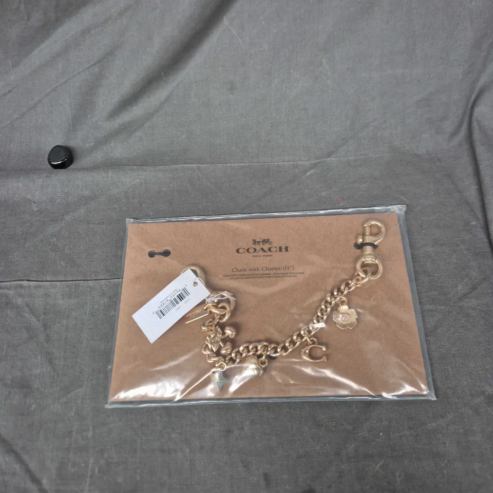 Coach Chain with Charms Bracelet – Gold-tone, 11-inch length