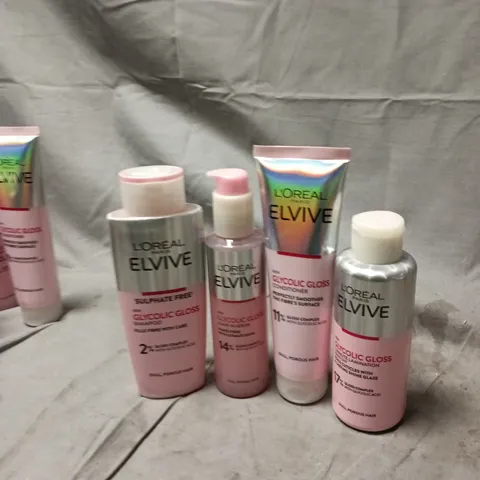 L’ORÉAL PARIS ELVIVE GLYCOLIC GLOSS HAIRCARE SET – 4 PINK BOTTLES/TUBES
