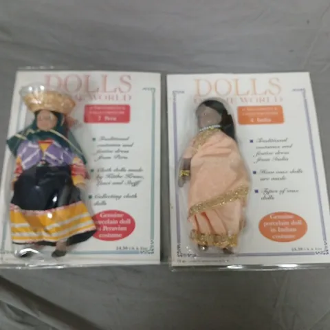 LOT OF 2 DOLLS OF THE WORLD PORCELAIN DOLLS – INDIA & PERU COSTUMES