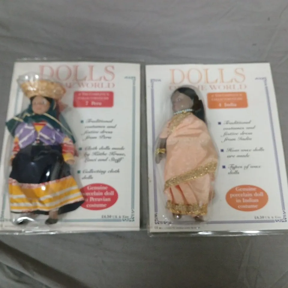 LOT OF 2 DOLLS OF THE WORLD PORCELAIN DOLLS – INDIA & PERU COSTUMES
