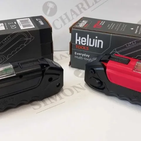 APPROXIMATELY 12 BRAND NEW BOXED SET OF 2 KELVIN TOOLS EVERYDAY MULTI TOOLS 17 TOOLS IN THE PALM OF YOUR HAND