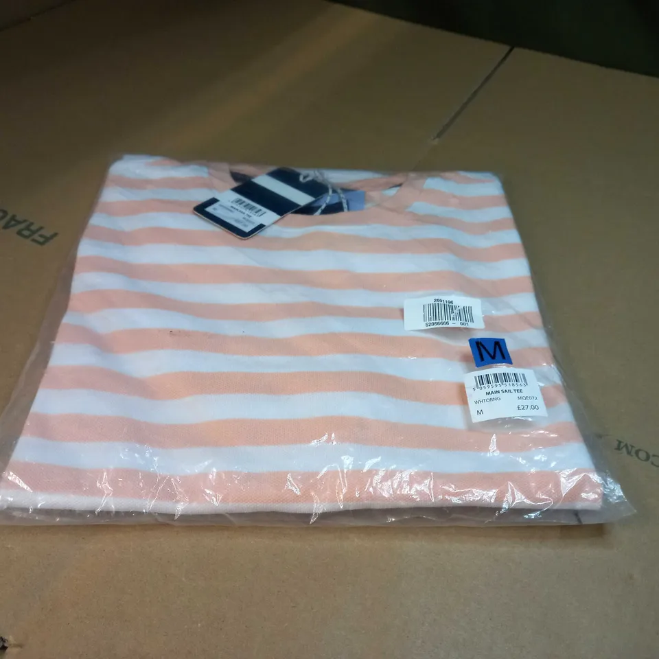 PACKAGED CREW CLOTHING COMPANY PEACH/WHITE POLO TOP - MEDIUM