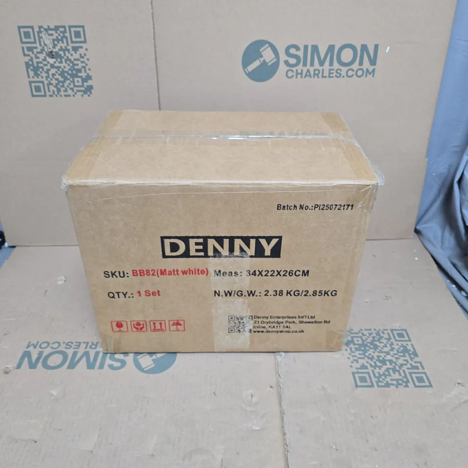 DENNY MATT WHITE KITCHEN CANISTER SET WITH BREAD BIN (4 CANISTERS: BISCUITS, SUGAR, COFFEE & TEA)