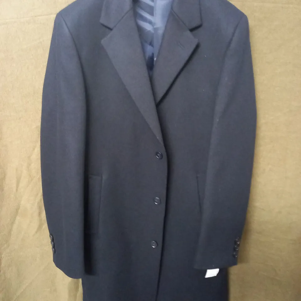 MOSES KUSHNER 100% WOOL BUTTON UP COAT IN BLACK - M