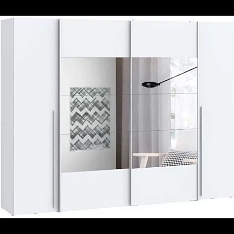 BOXED NARAGO WARDROBE, MATTE WHITE FINISH, W270 X D61 X H210 CM - 2 SLIDING DOORS (5 BOXES)