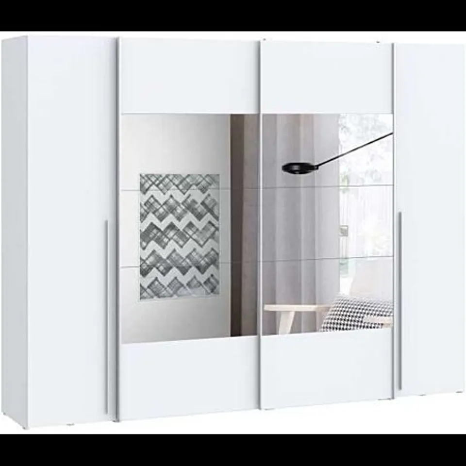 BOXED NARAGO WARDROBE, MATTE WHITE FINISH, W270 X D61 X H210 CM - 2 SLIDING DOORS (5 BOXES)