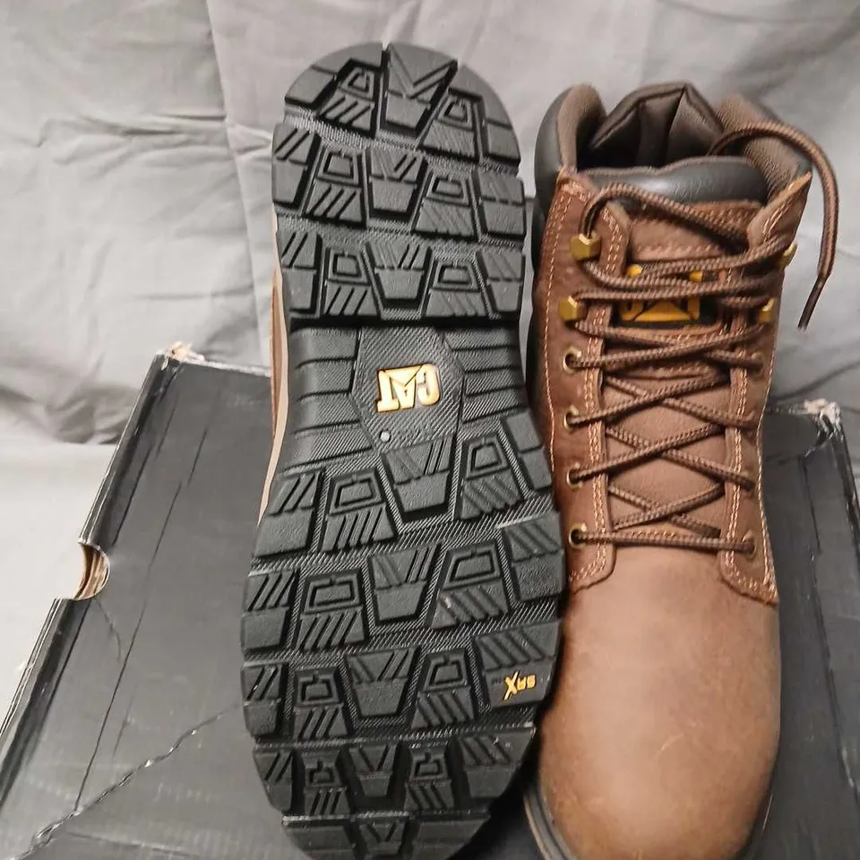 CAT BROWN LEATHER STEEL-TOE WORK BOOTS – UK 7 (US 8, EU 41)