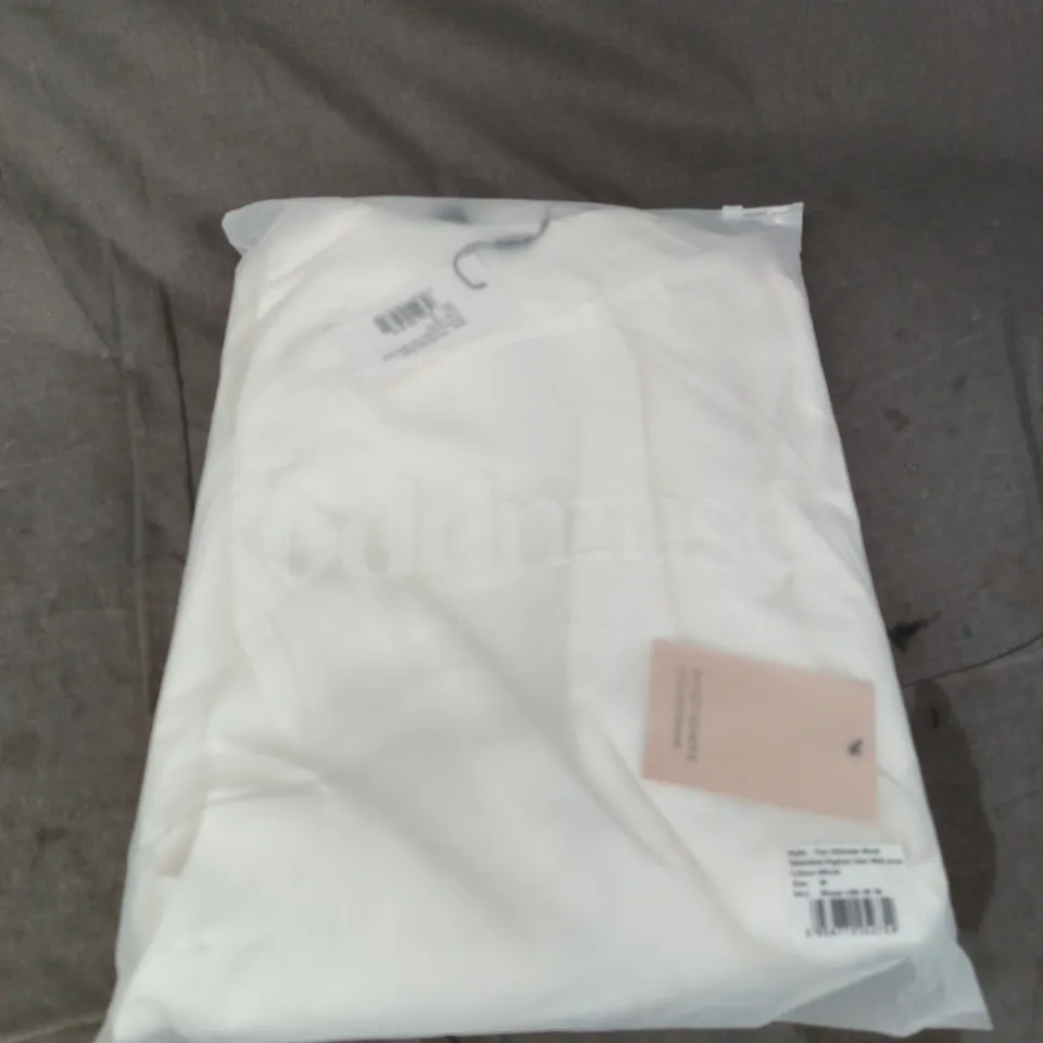 BAGGED ODDMUSE THE ULTIMATE MUSE SLEEVELESS PEPLUM HEM MIDI DRESS – WHITE – SIZE M 