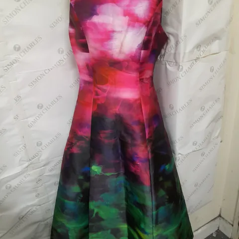 COAST SLEEVELESS TAILORED DRESS IN PINK AND GREEN FLORAL SIZE 10