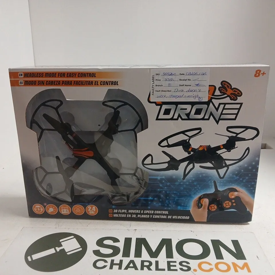 DRONE QUADROCOPTER TOY WITH REMOTE CONTROLLER – BOXED (8+)