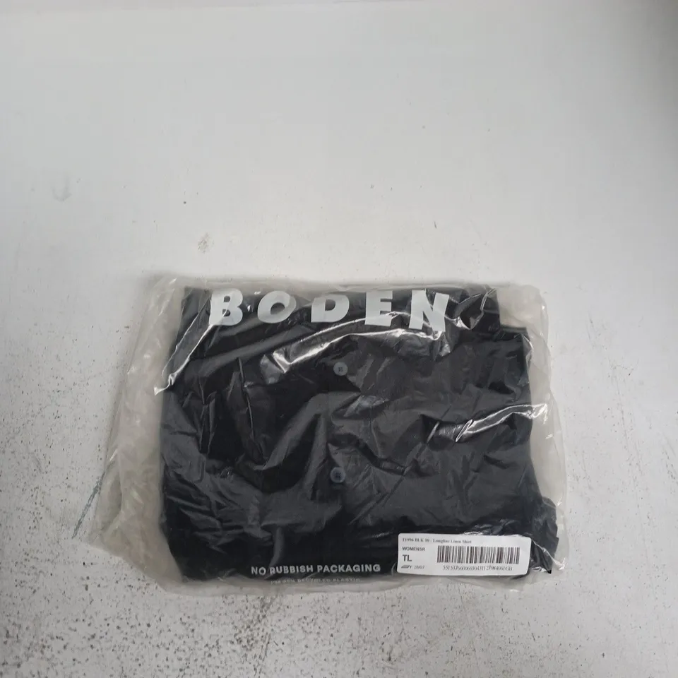 BODEN WOMEN'S BLACK LONGLINE LINEN SHIRT – UK 10