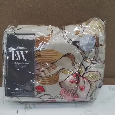 BAGGED EDINBURGH WEAVERS MORTON COTTON FLORAL DUVET COVER SET WITH PILLOWCASES - SUPER KING
