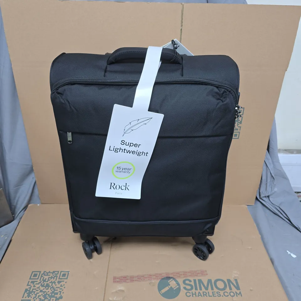 ROCK LUGGAGE PARIS 8 WHEEL SOFTSHELL LIGHTWEIGHT SMALL SUITCASE WITH LOCK -BLACK