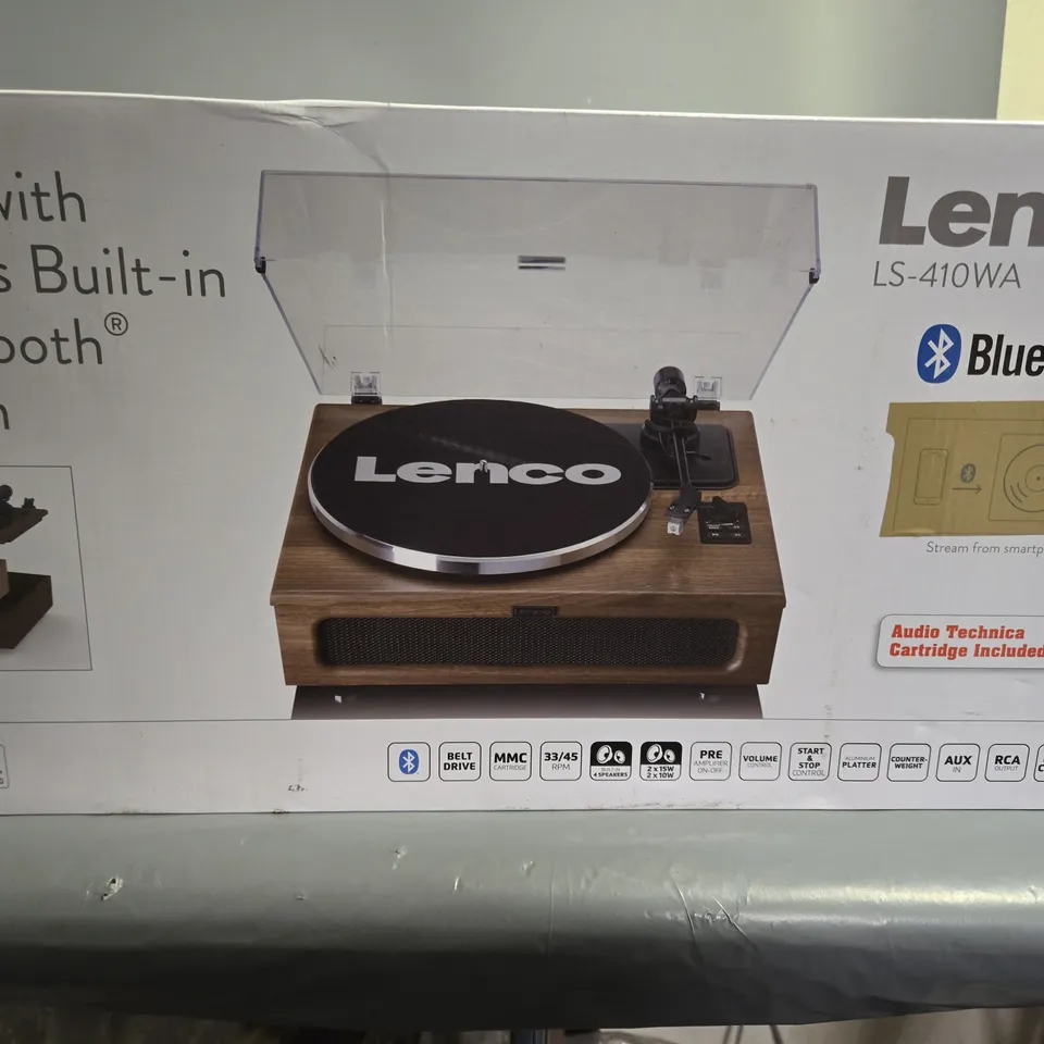 LENCO LS-410WA TURNTABLE WITH 4 SPEAKERS BUILT-IN AND BLUETOOTH RECEPTION