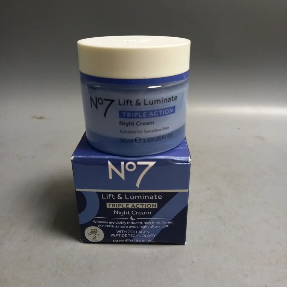 BOXED NO7 LIFT AND LUMINATE TRIPLE ACTION NIGHT CREAM 50ML