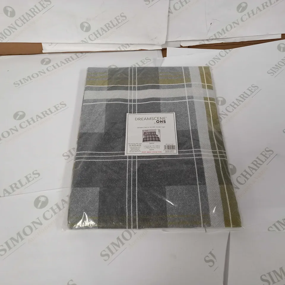 OHS DREAMSCENE DENIM CHECK OCHRE DUVET SET 
