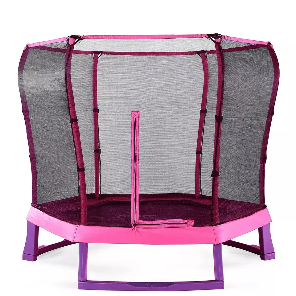 BOXED PLUM 7' PINK TRAMPOLINE & ENCLOSURE (2 BOXES) RRP £299.99