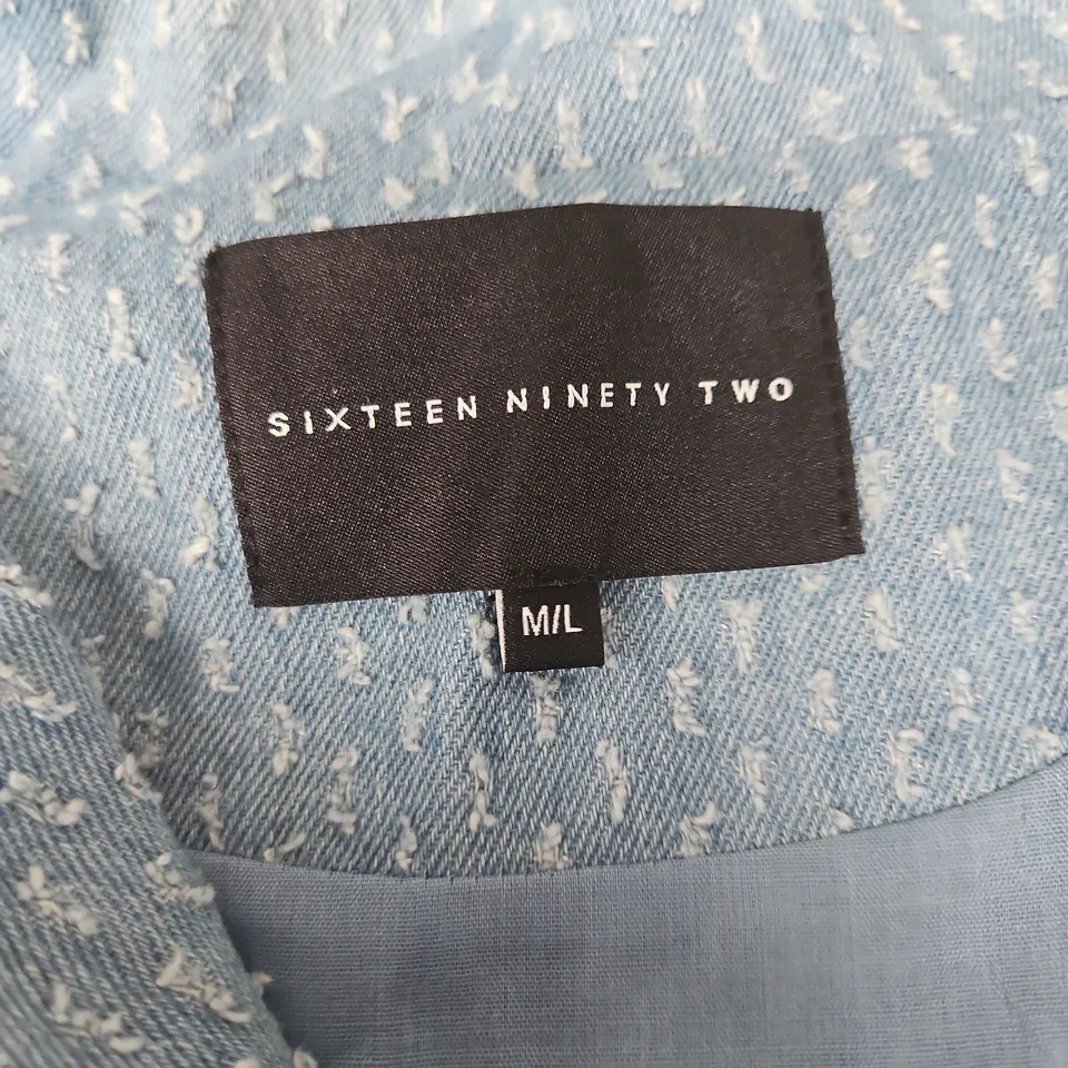 SIXTEEN NINETY TWO DENIM JACKET – LIGHT BLUE WITH WHITE DOT PATTERN (M/L)
