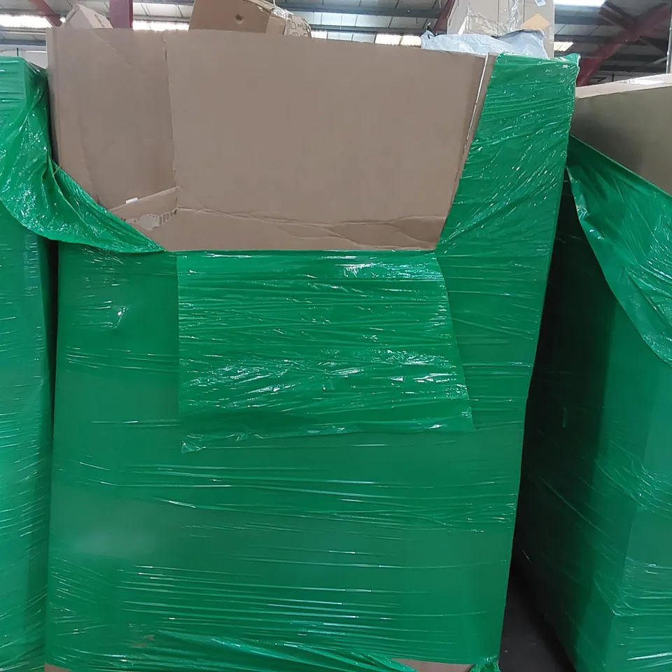 PALLET OF ASSORTED CONSUMER PRODUCTS TO INCLUDE: AIR COOLER, PLAYPEN, ROUND METAL BALLOON ARCH KITS, CANOPY TENT, TOILET SEAT ECT