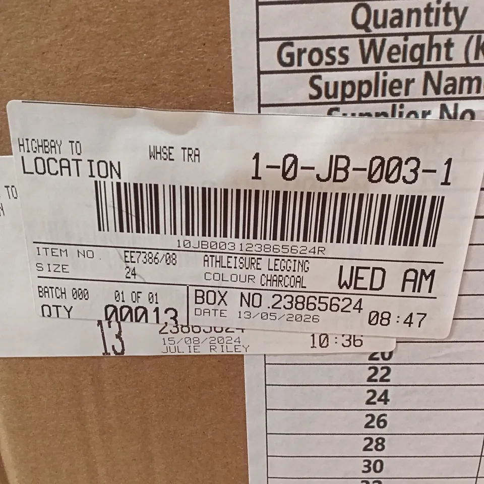 BOXED BRAND NEW APPROXIMATELY 13 ANTHOLOGY ATHLEISURE LEGGINGS, CHARCOAL, SIZE 24 (1 BOX)