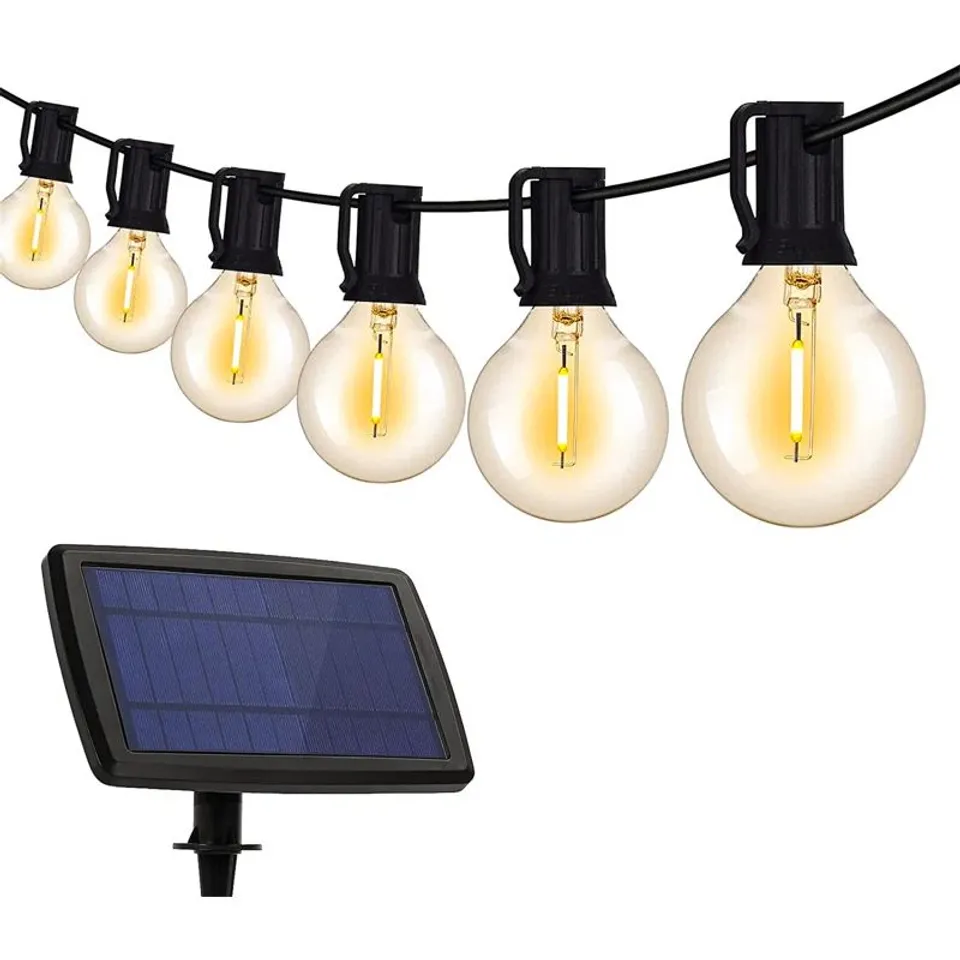 BOXED ALIISA 14M SOLAR POWERED 27-BULB FESTOON LIGHTS STRING LIGHT (1 BOX)