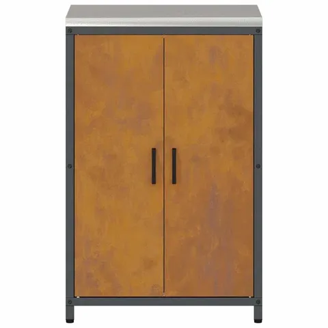 BOXED KITCHEN STORAGE CABINET WITH DRAWER RUSTY WEATHERING STEEL