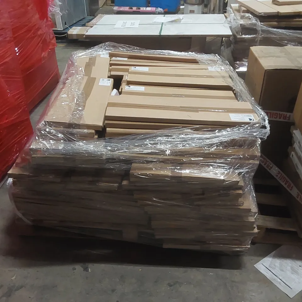 PALLET CONTAINING A LARGE QUANTITY OF ASSORTED BATHROOM FURNITURE PANELS INCLUDING: PULL OUT TOILET ROLL HOLDER, MID DRAWER FASCIAS ECT