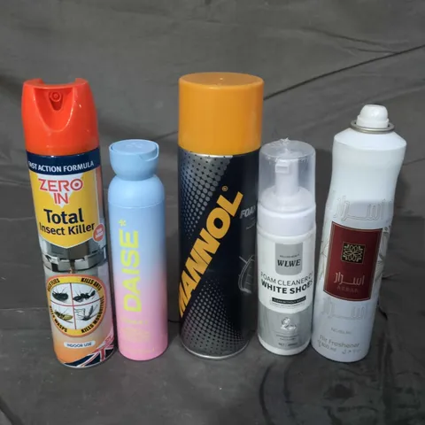 APPROXIMATELY 10 ASSORTED AEROSOLS TO INCLUDE INSECT KILLER, FOAM CLEANER, AIR FRESHENER ETC