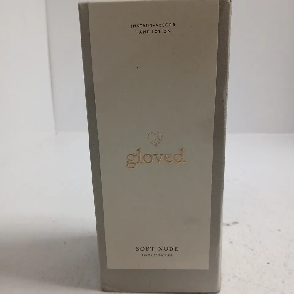 GLOVED INSTANT-ABSORB HAND LOTION – SOFT NUDE, 375ML
