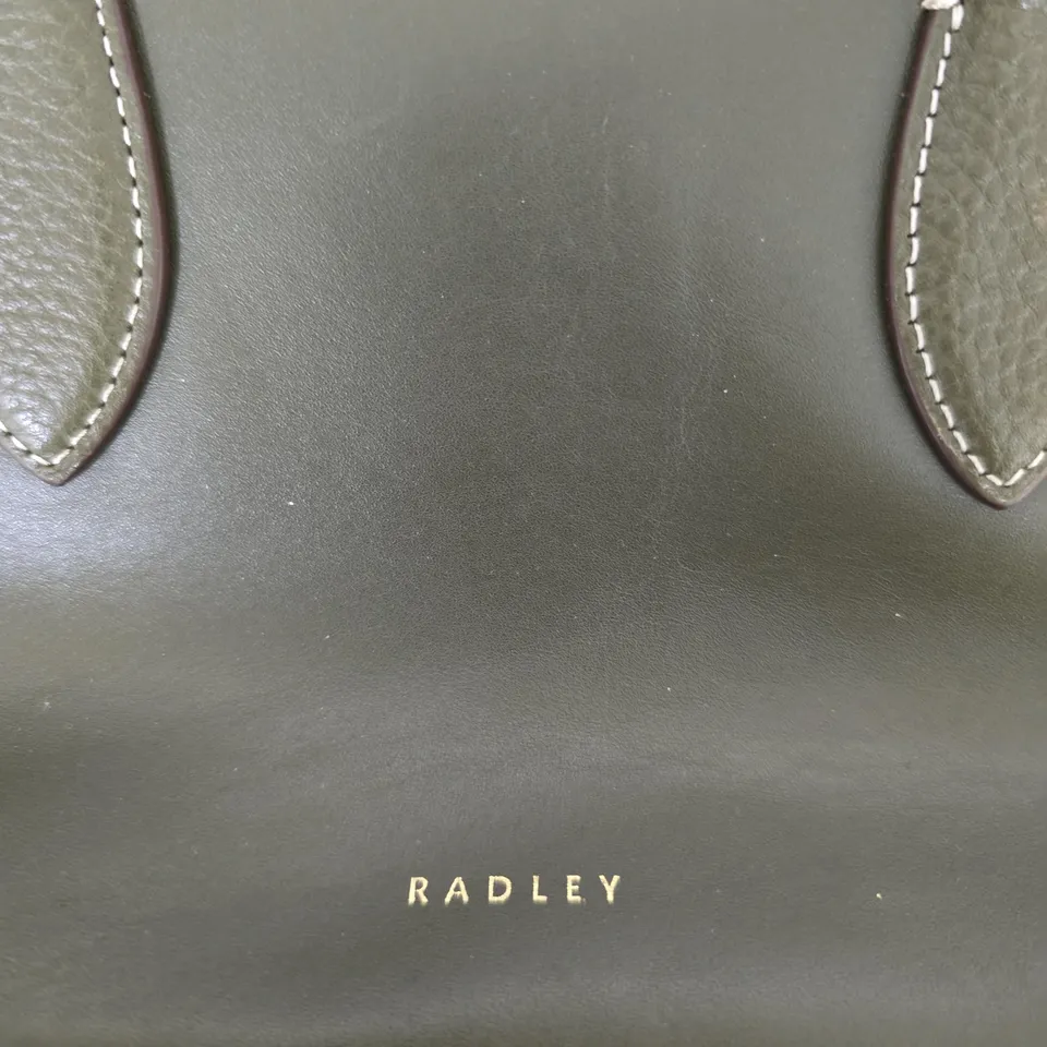 RADLEY OLIVE GREEN LEATHER HANDBAG WITH SHOULDER STRAP