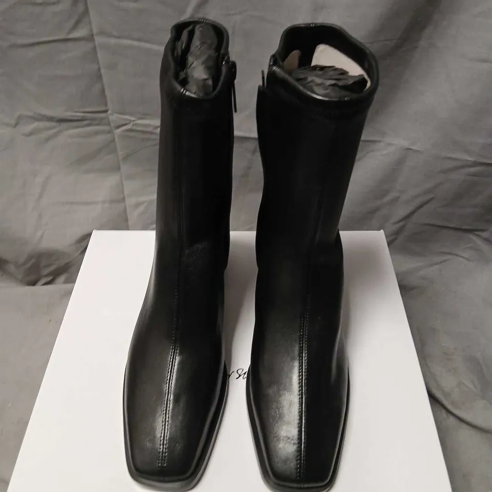 & OTHER STORIES BLACK LEATHER ANKLE BOOTS UK 3 