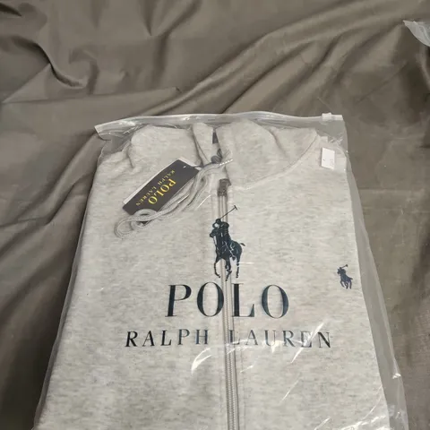POLO RALPH LAUREN HOODIE – GREY ZIP-FRONT FLEECE SIZE M