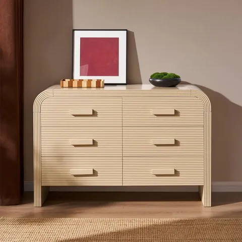 BOXED DUSK SUSIE 6 DRAWER CHEST - SAND (1 BOX)