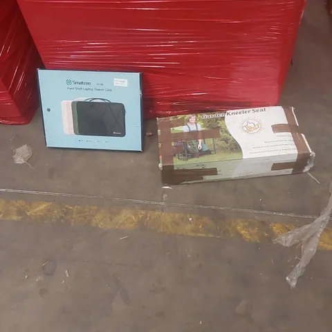 PALLET OF ASSORTED PRODUCTS AND ITEMS TO INCLUDE ;GARDEN KNEELER SEAT,LAPTOPS CASE