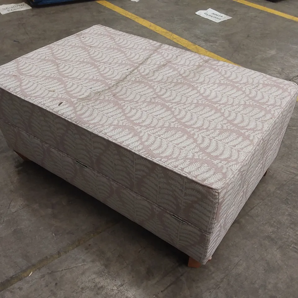 QUALITY DESIGNER FLORAL PATTERN OTTOMAN FOOTSTOOL - PINK/WHITE