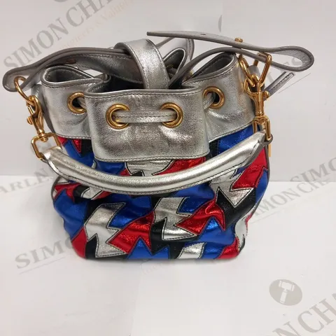 SAINT LAURENT PARIS BLUE RED AND SILVER BAG