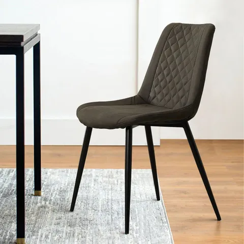 BOXED SET OF TWO CLEO BROWN PU LEATHER DINING CHAIRS