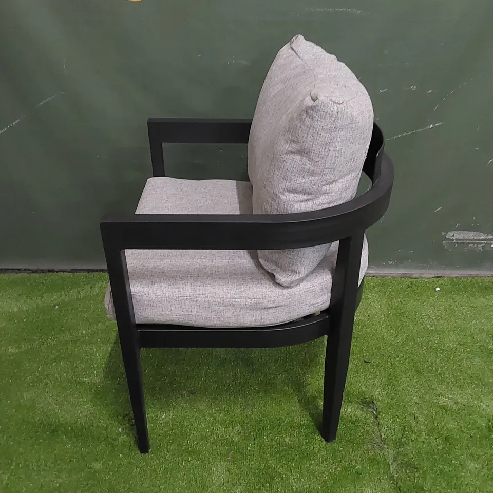DESIGNER ALUMINIUM FRAME AND FABRIC GARDEN/PATIO ARMCHAIR