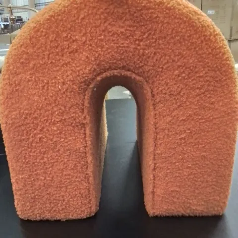 TEDDY FLEECE OTTOMAN 45CM ARCHED ORANGE FOOTSTOOL 