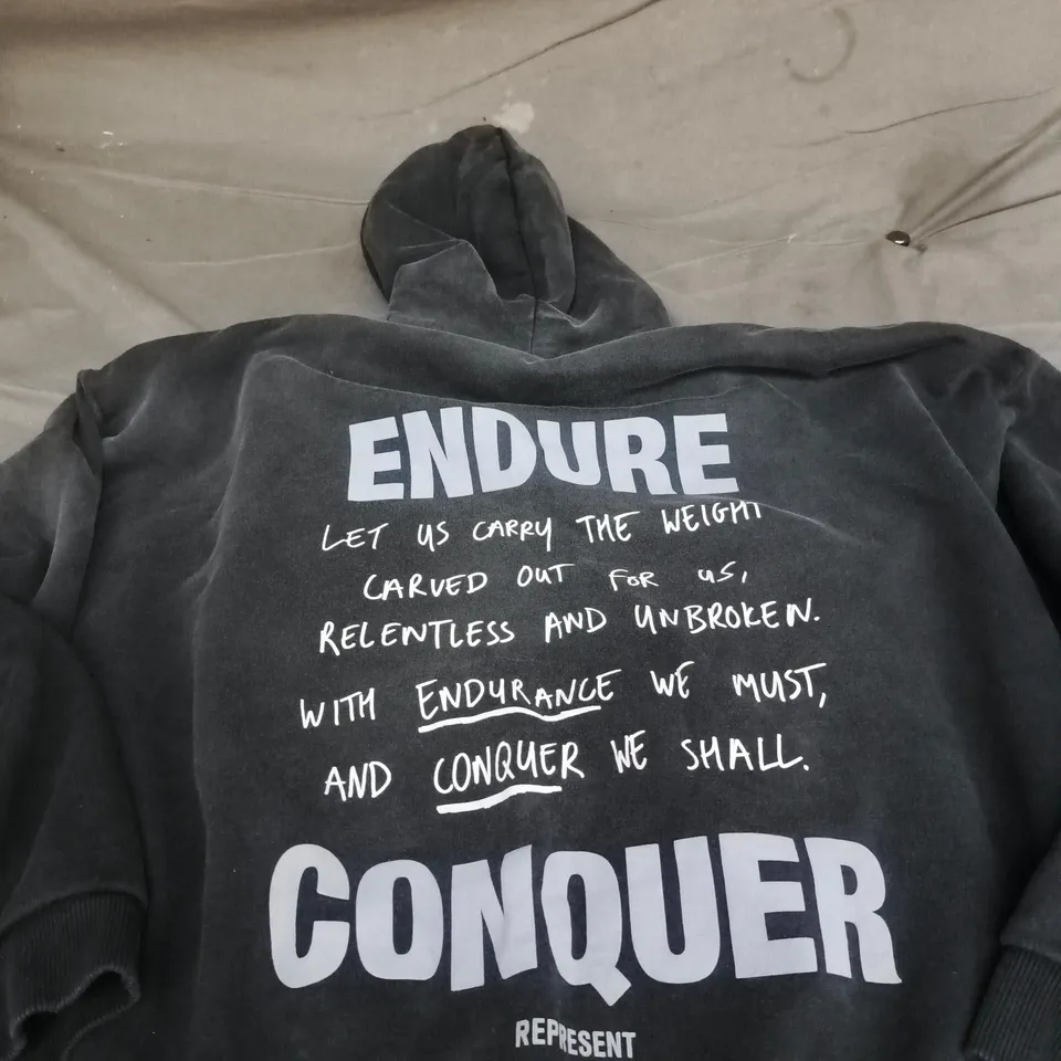 REPRESENT HOODIE – BLACK/CHARCOAL, UK SIZE S