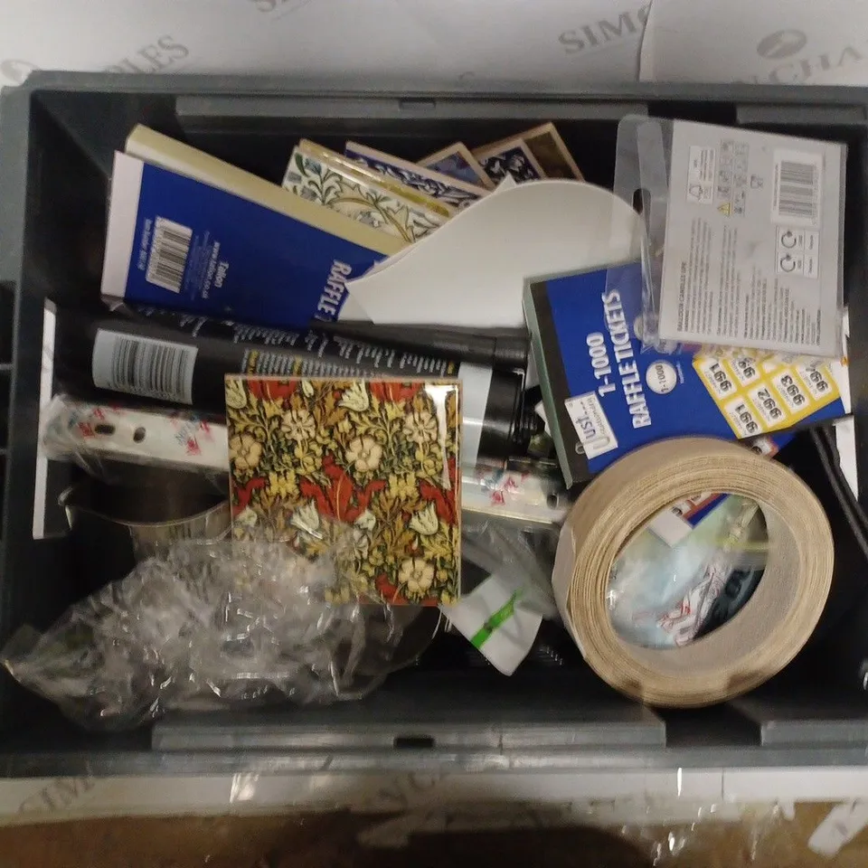 APPROXIMATELY 15 HOUSEHOLD ITEMS TO CONTAIN PATTERNED COASTER, EVER BUILD ROOF AND GUTTER SEALANT, UST 1000 RAFFLE TICKETS ETC 