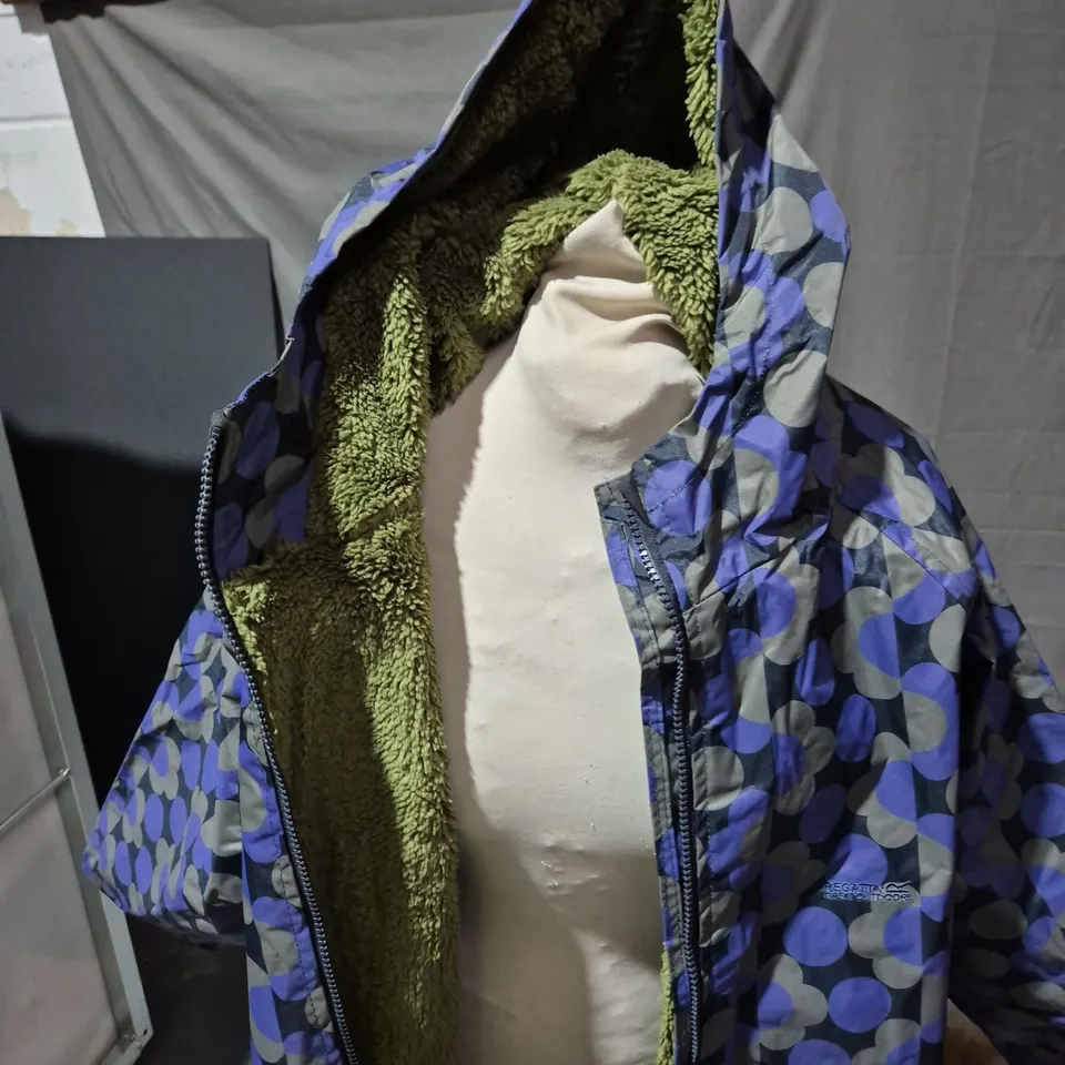 Orla Kiely x Regatta Great Outdoors jacket - blue circle print with green fleece lining (Women's)