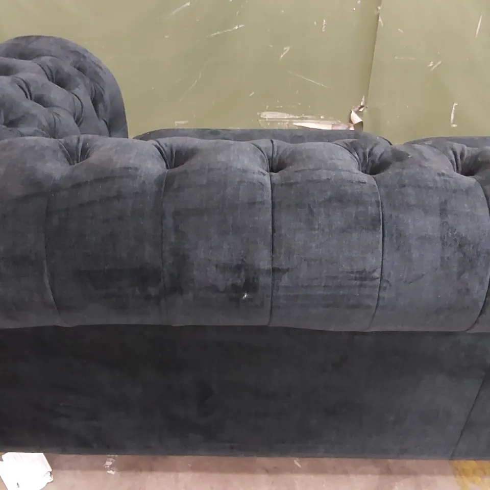 DESIGNER 3 SEATER FABRIC SOFA - DARK BLUE