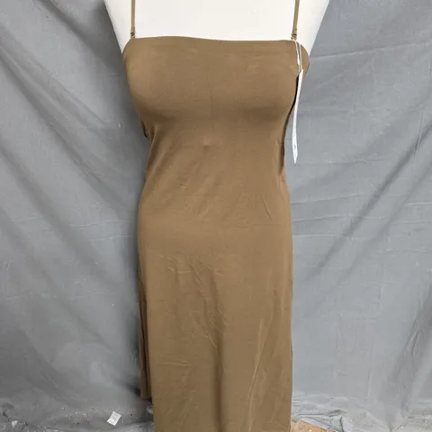 UNIQLO AIRISM COTTON TUBE BRA DRESS IN KHAKI SIZE XS