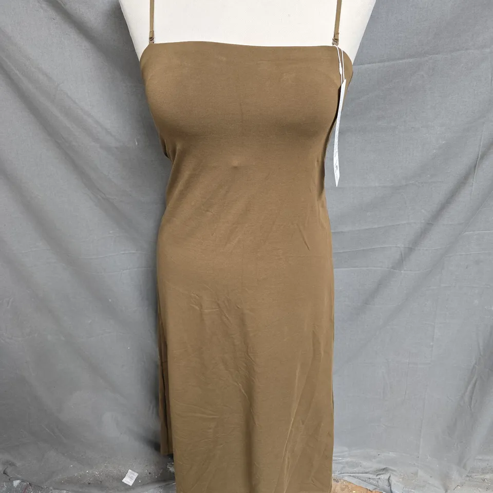 UNIQLO AIRISM COTTON TUBE BRA DRESS IN KHAKI SIZE XS