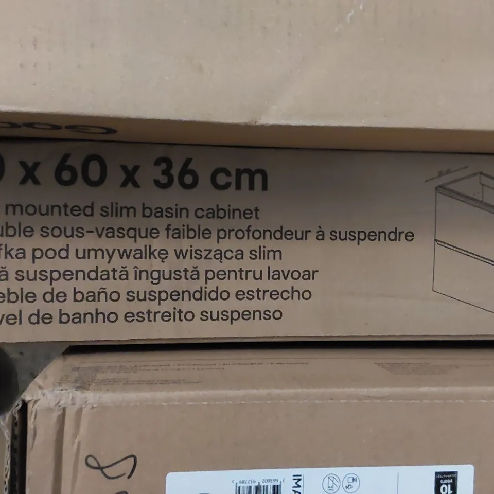 BOXED WALL MOUNTED SLIM BASIN CABINET 60X60X36CM