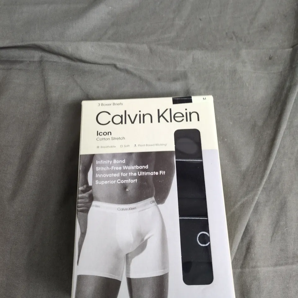 CALVIN KLEIN ICON COTTON STRETCH BOXER BRIEFS – 3 PACK, UK MEDIUM